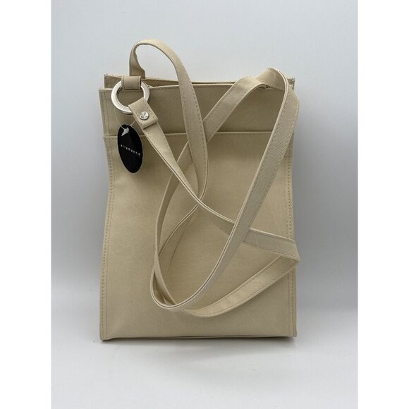 Elle Menno Beige Leather Tote Bag With Adjustable Strap - Picture 4 of 5